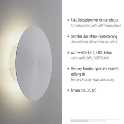 Aluminium LED wandlamp op accu 3-standen dimbaar><noscript><img width=