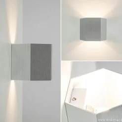 Aluminium wandlamp 6-hoek up+down><noscript><img width=