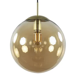 Amber glazen hanglamp 30 cm met messing en zwart>Straluma Flash Sale