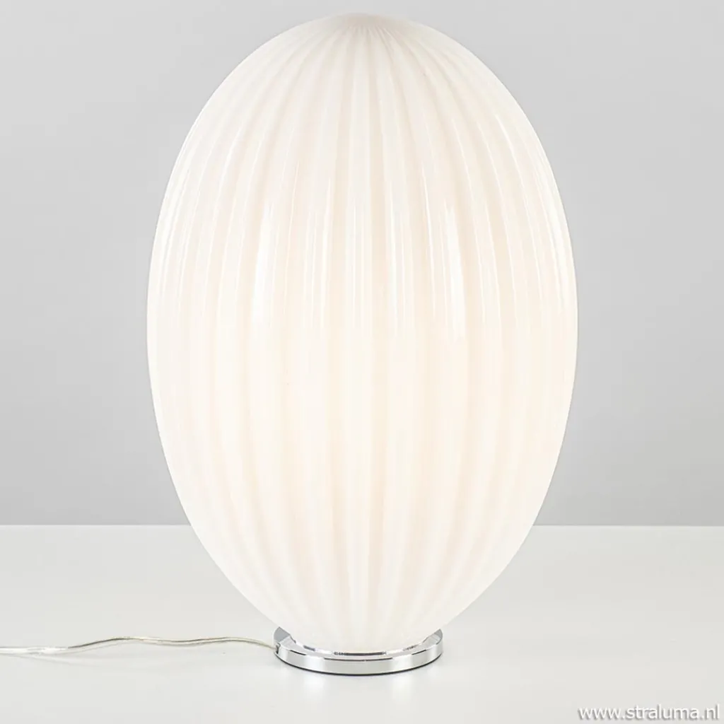 Art Deco tafellamp chroom met opaal glazen kap>Straluma Clearance