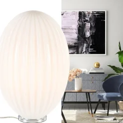 Art Deco tafellamp chroom met opaal glazen kap><noscript><img width=