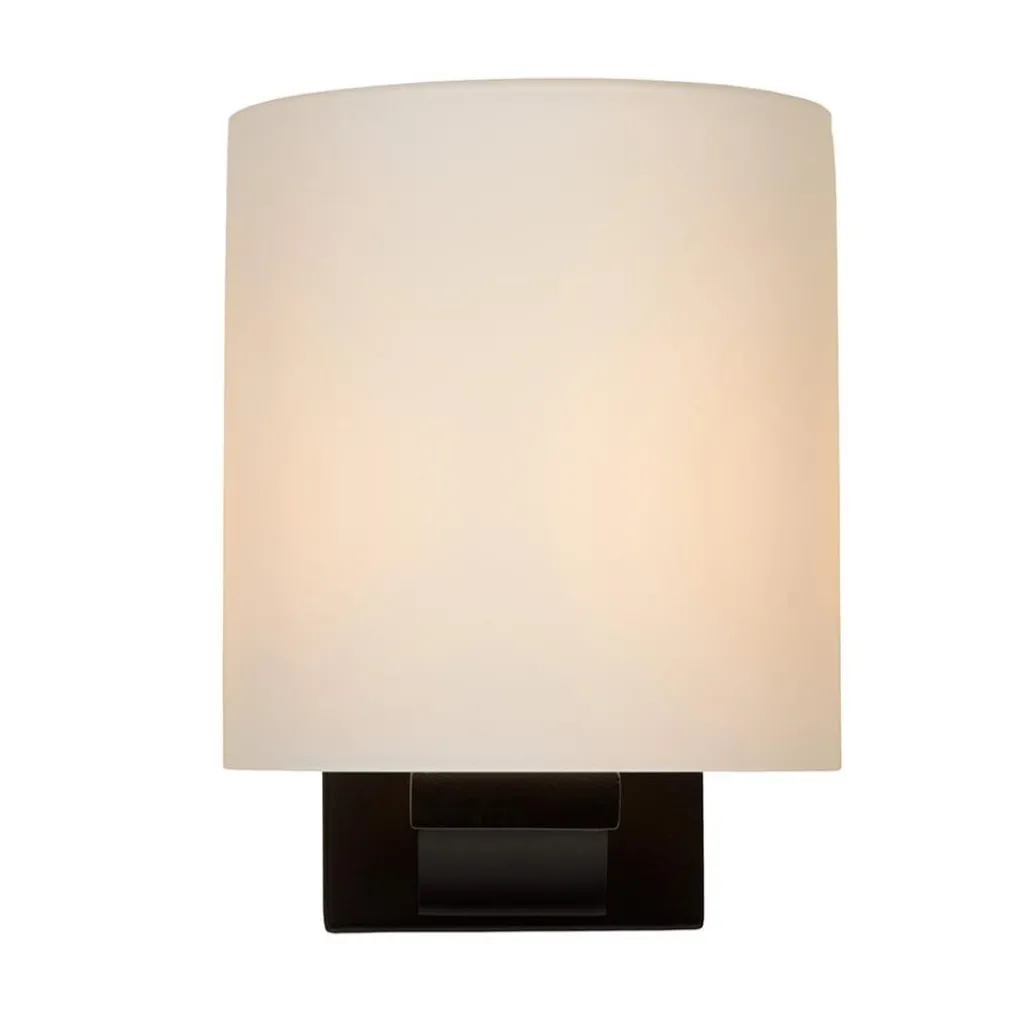 Badkamerwandlamp zwart met opaal glazen kap>Straluma Flash Sale