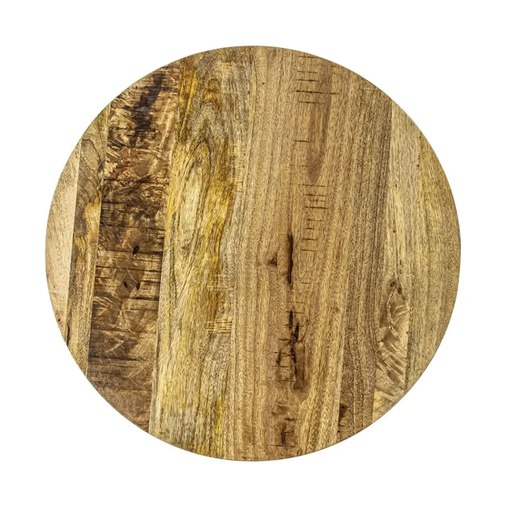 Bijzettafel rond mangohout met zwart staal 60 cm>Straluma Online