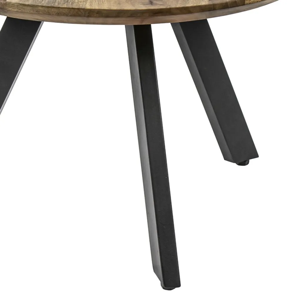 Bijzettafel rond mangohout met zwart staal 60 cm>Straluma Online