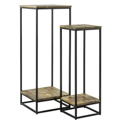 Bijzettafel set van 2 hout/staal 40x40cm>Straluma Online