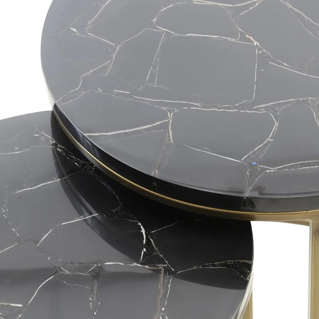 Bijzettafel Sobrina set van 2 zwart/antiek brons>Straluma New