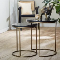 Bijzettafel Sobrina set van 2 zwart/antiek brons><noscript><img width=
