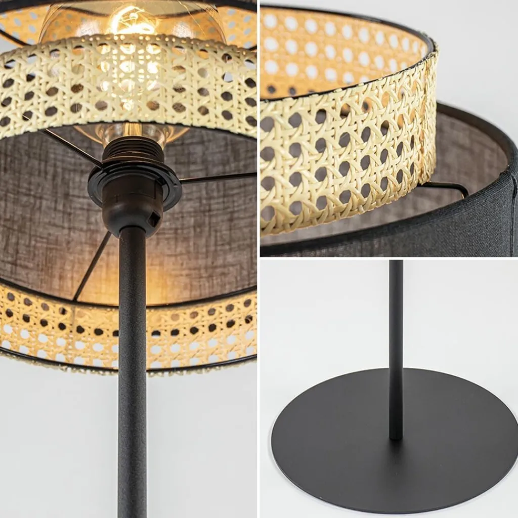 Boho vloerlamp mat zwart met webbing>Straluma Fashion