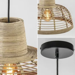 Botanische hanglamp rotan met mat zwart><noscript><img width=