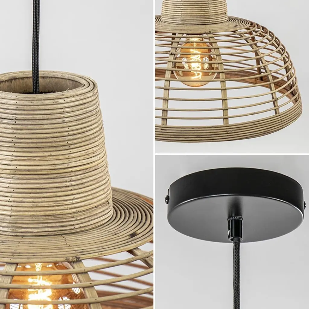 Botanische hanglamp rotan met mat zwart>Straluma New