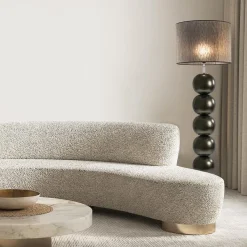 Brons/bruine vloerlamp inclusief ronde kap 50 cm><noscript><img width=