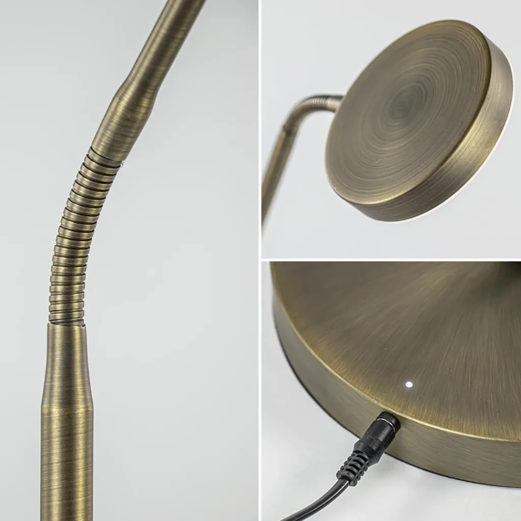 Bronzen leeslamp op accu inclusief dimbaar LED>Straluma Store