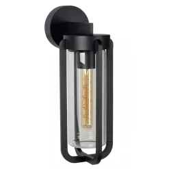 Buiten wandlamp zwart met helder glas IP65>Straluma Discount