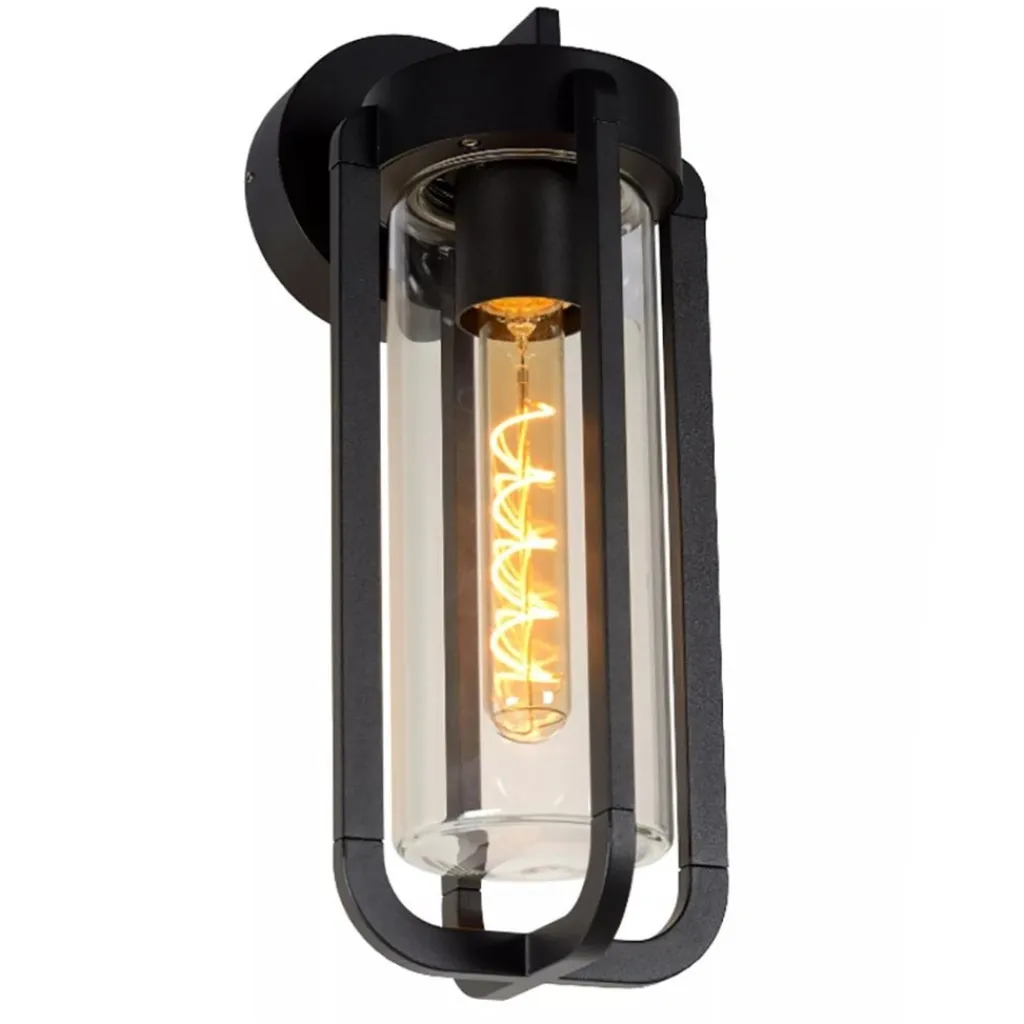 Buiten wandlamp zwart met helder glas IP65>Straluma Discount