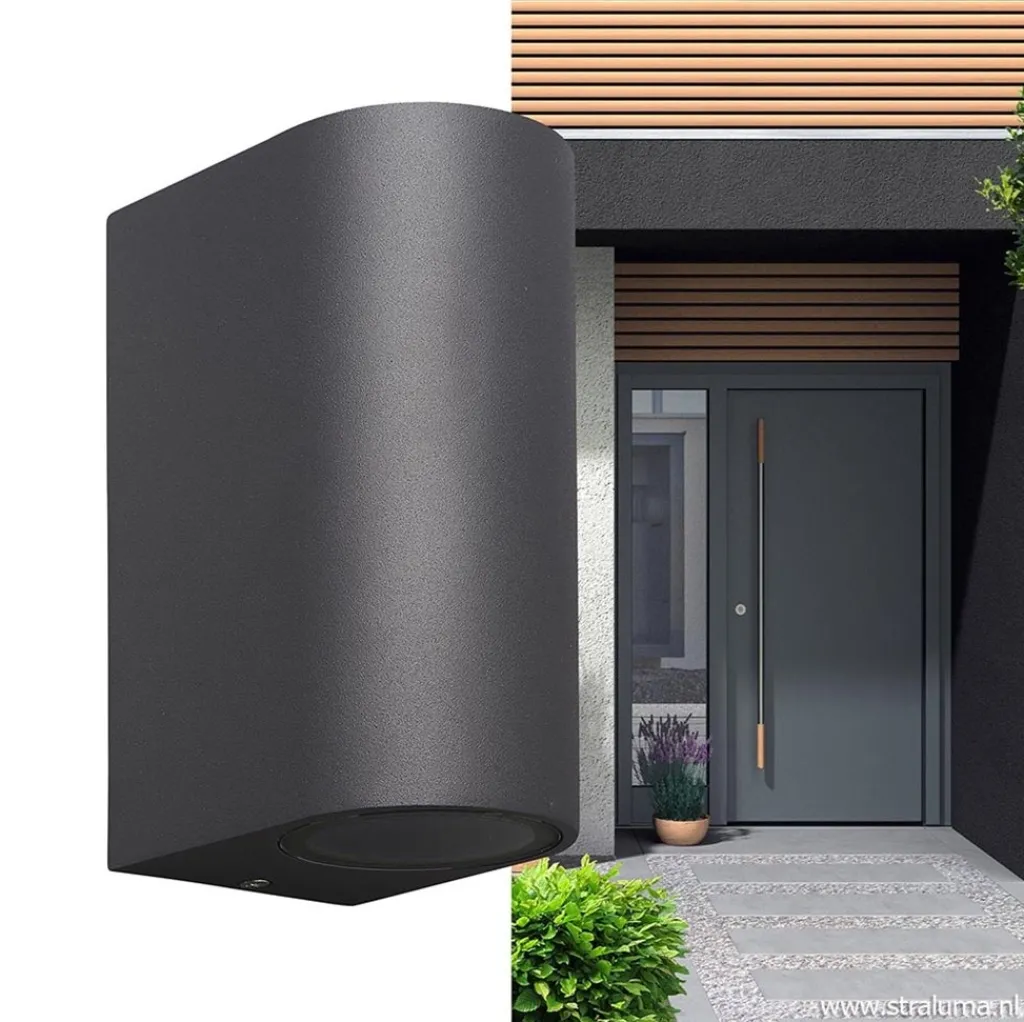 Buitenlamp afgerond up+down antra. IP54>Straluma Shop