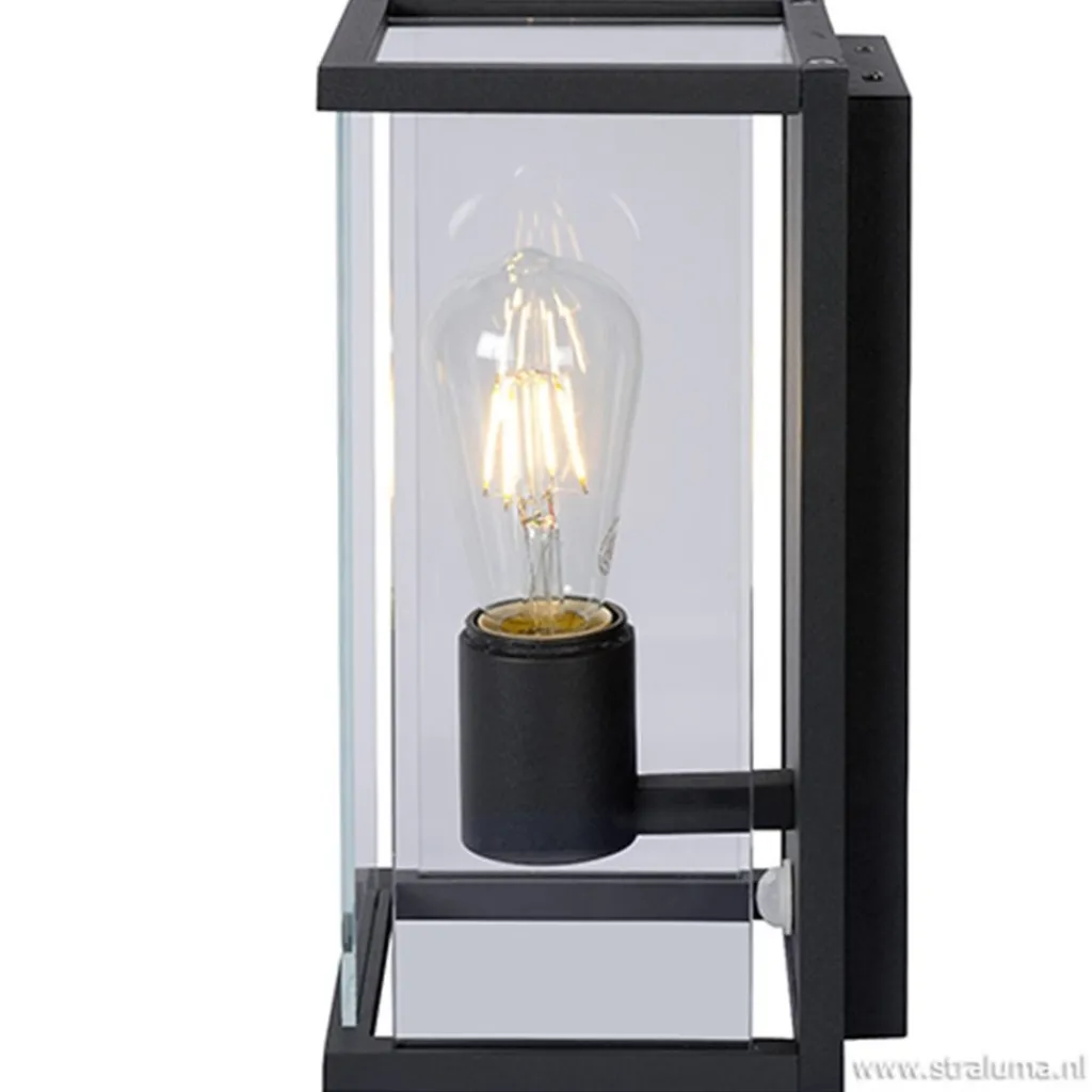Buitenlamp antraciet/glas met bewegingssensor IP54>Straluma Shop