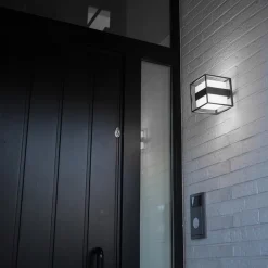 Buitenlamp kubus IP54 inclusief LED donker grijs><noscript><img width=