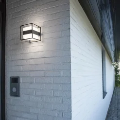 Buitenlamp kubus IP54 inclusief LED donker grijs><noscript><img width=