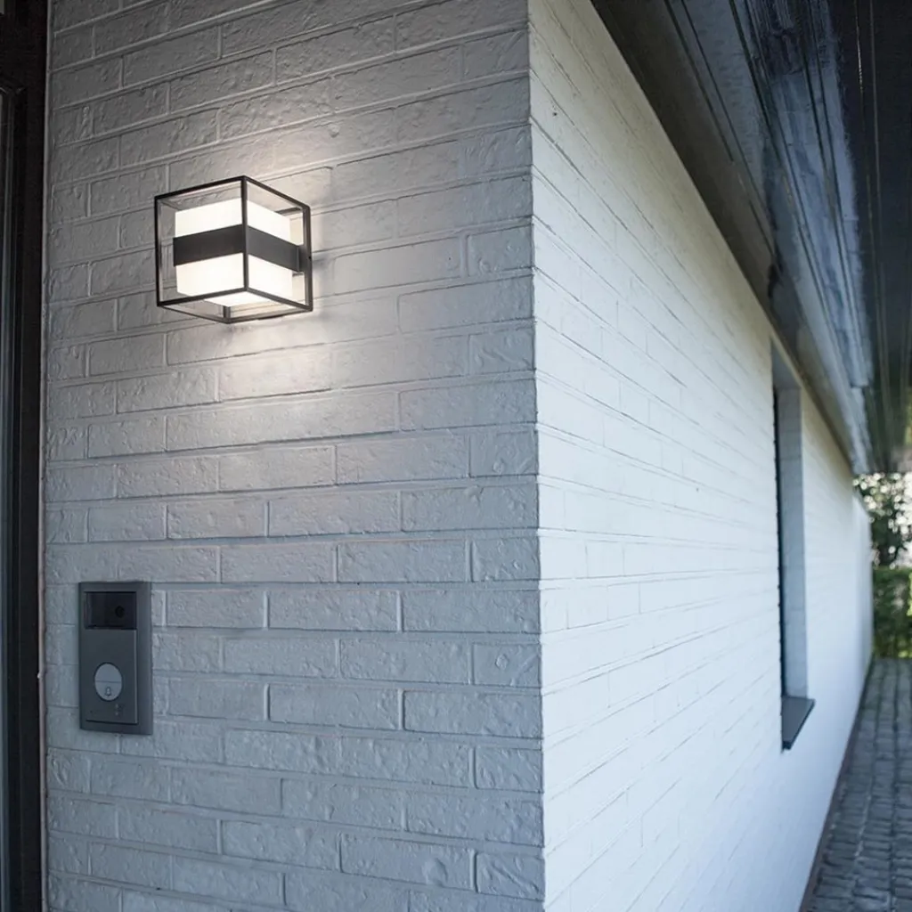 Buitenlamp kubus IP54 inclusief LED donker grijs>Straluma Fashion
