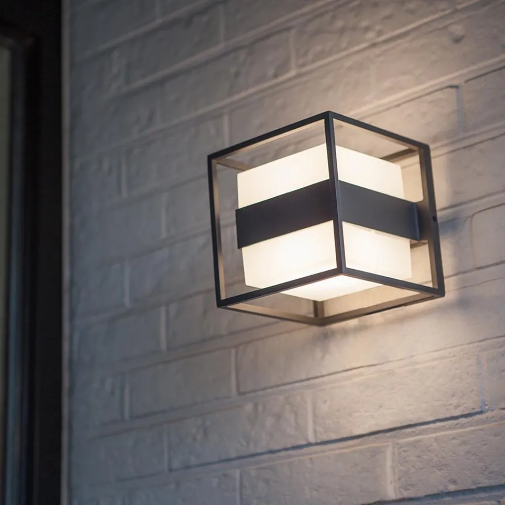 Buitenlamp kubus IP54 inclusief LED donker grijs>Straluma Fashion