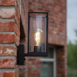 Buitenlamp lantaarn zwart met bewegingssensor><noscript><img width=