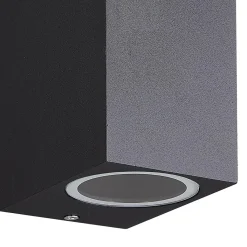 Buitenlamp rechthoek zwart up+down gu10 IP54><noscript><img width=