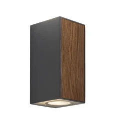 Buitenlamp up+down GU10 donker grijs/hout>Straluma Outlet