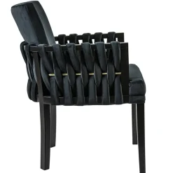 Chique armstoel zwart met sierlijke leuning en goud><noscript><img width=