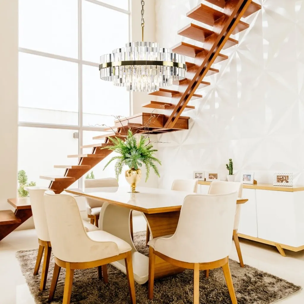 Chique hanglamp brushed brass met helder kristal>Straluma Store