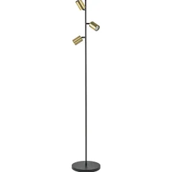 Chique staande lamp mat zwart met gouden spots>Straluma Best