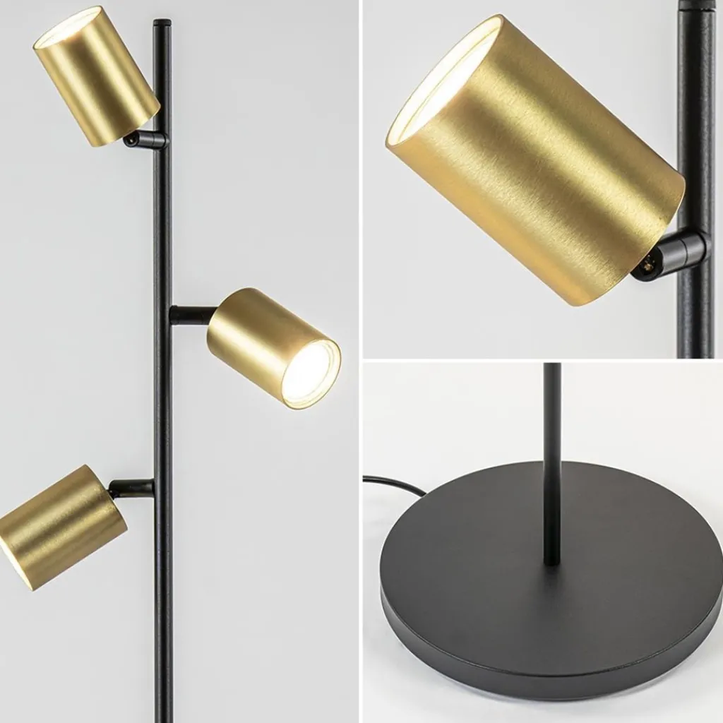 Chique staande lamp mat zwart met gouden spots>Straluma Best
