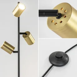 Chique staande lamp mat zwart met gouden spots><noscript><img width=