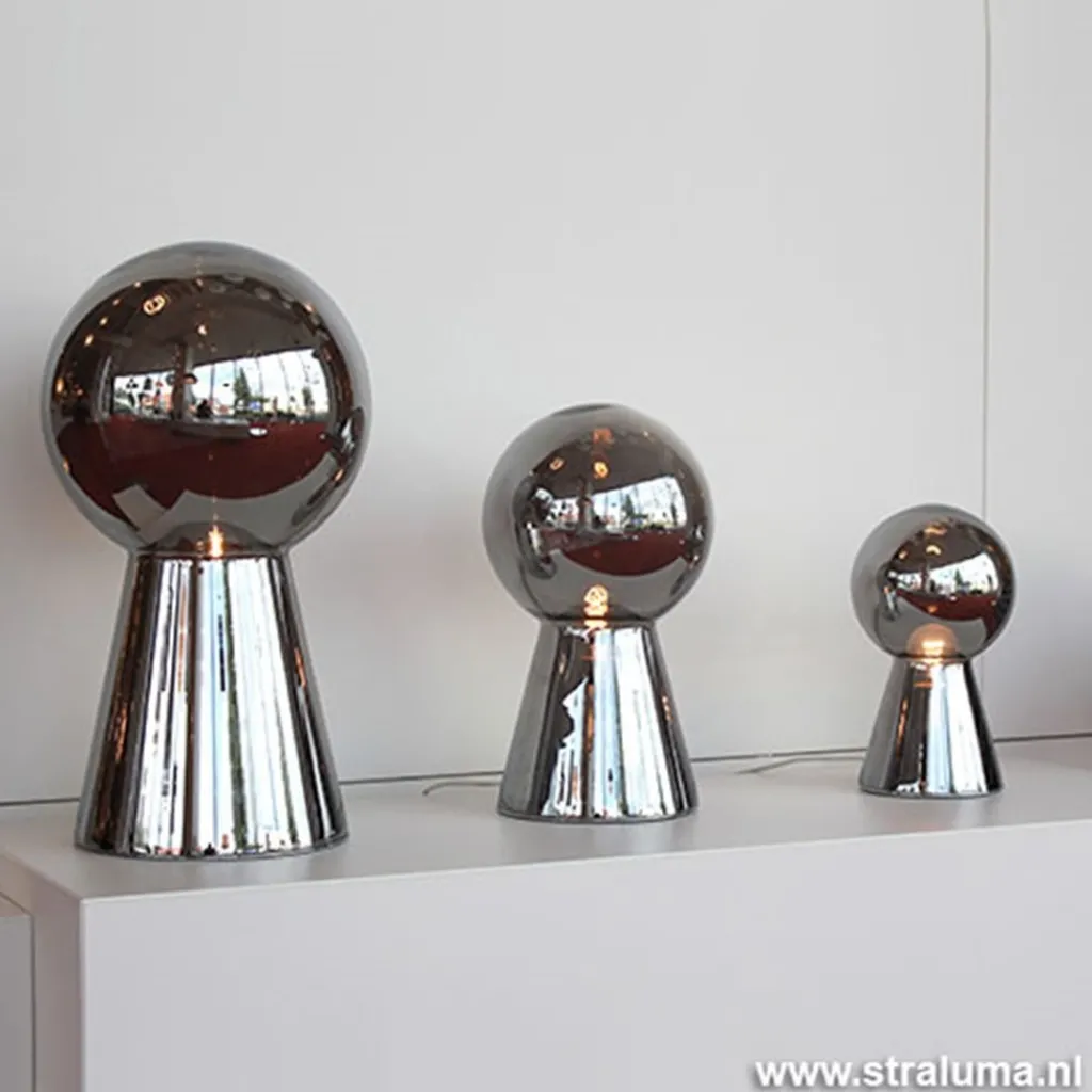 Chique tafellamp donker chroom pion XL>Straluma New