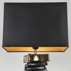 Chique tafellamp zwart met goud en rechthoekige kap><noscript><img width=