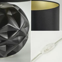 Chique tafellamp zwart met kap zwart/goud><noscript><img width=