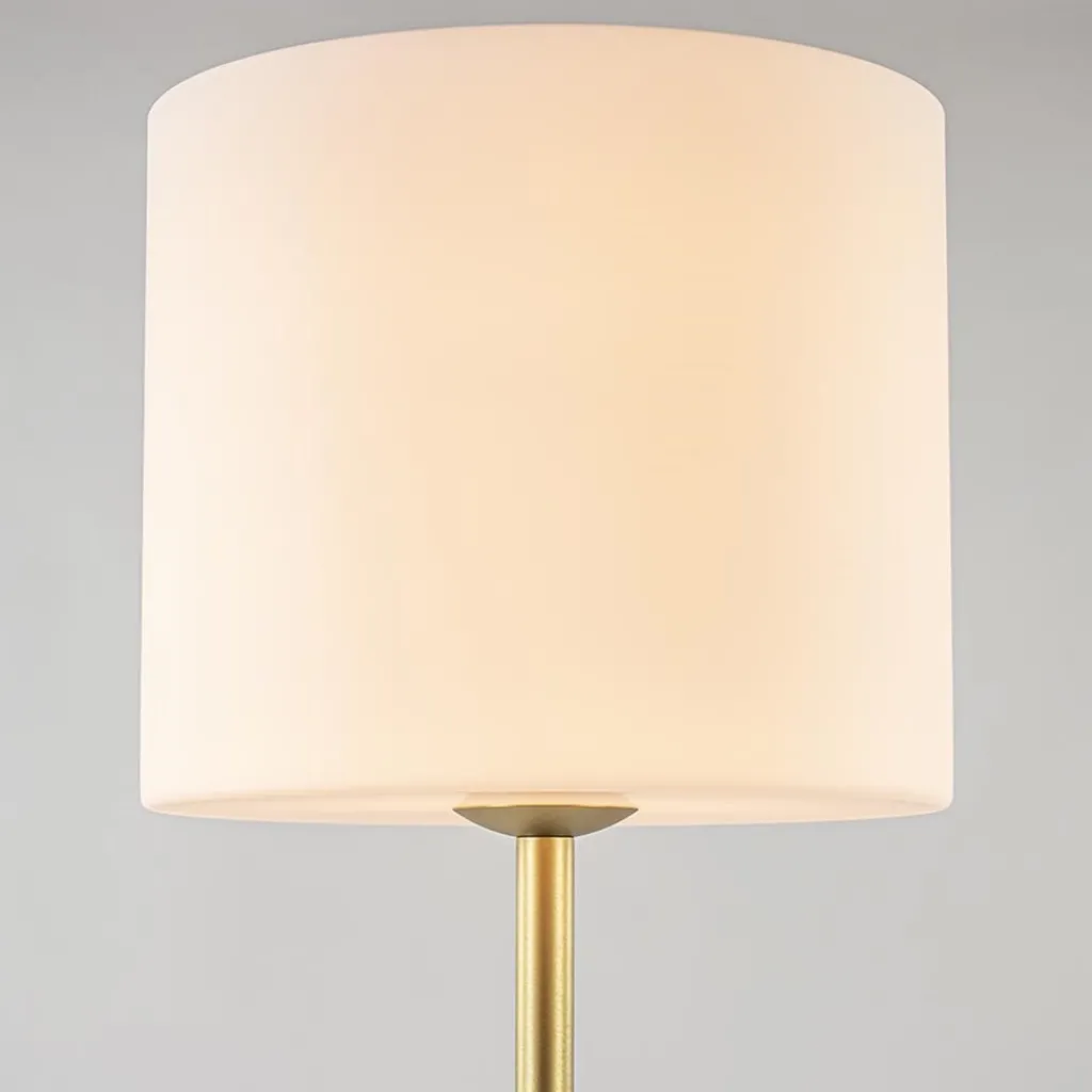 Chique vloerlamp mat goud met mat witte glazen kap>Straluma Shop