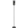 Chique vloerlamp mat zwart met smoke glas cilinder>Straluma Fashion