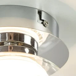 Chromen plafondlamp met helder glas incl. LED><noscript><img width=