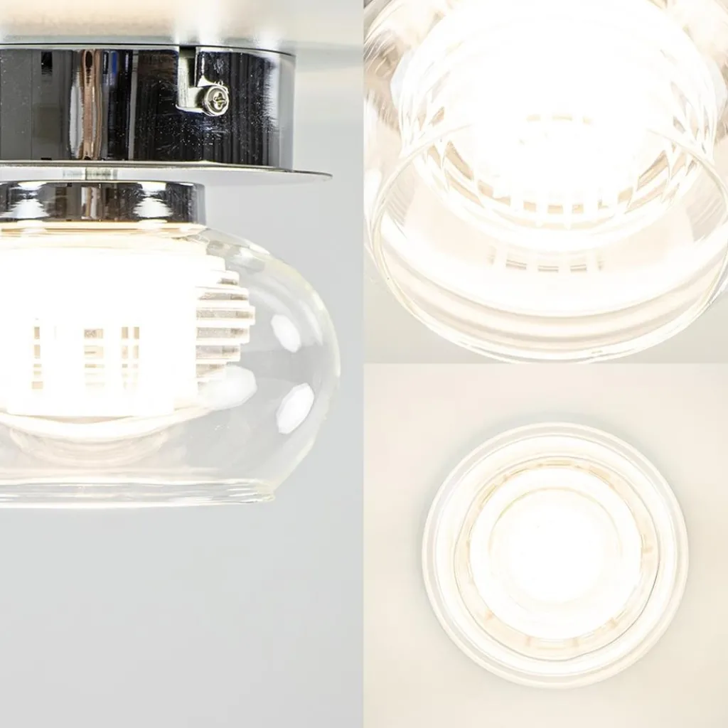 Chromen plafondlamp met helder glas incl. LED>Straluma New