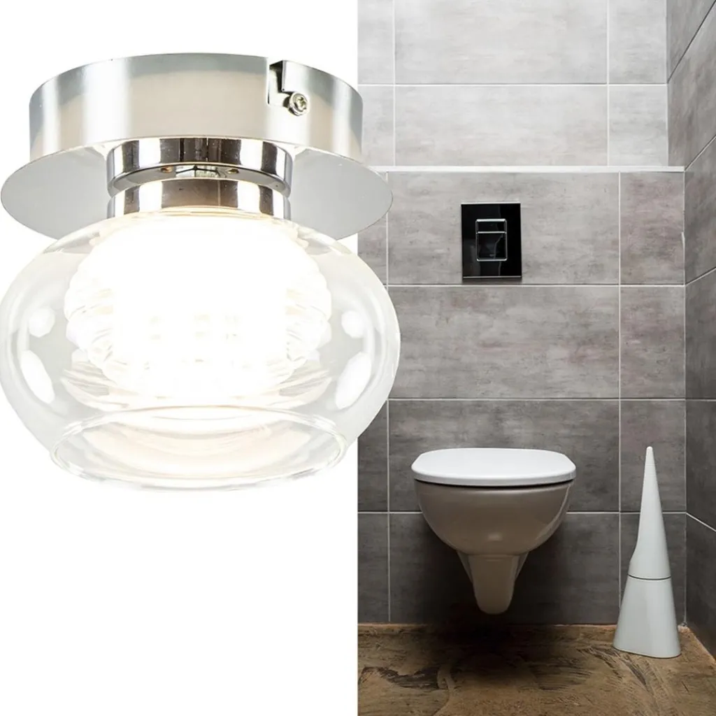 Chromen plafondlamp met helder glas incl. LED>Straluma New