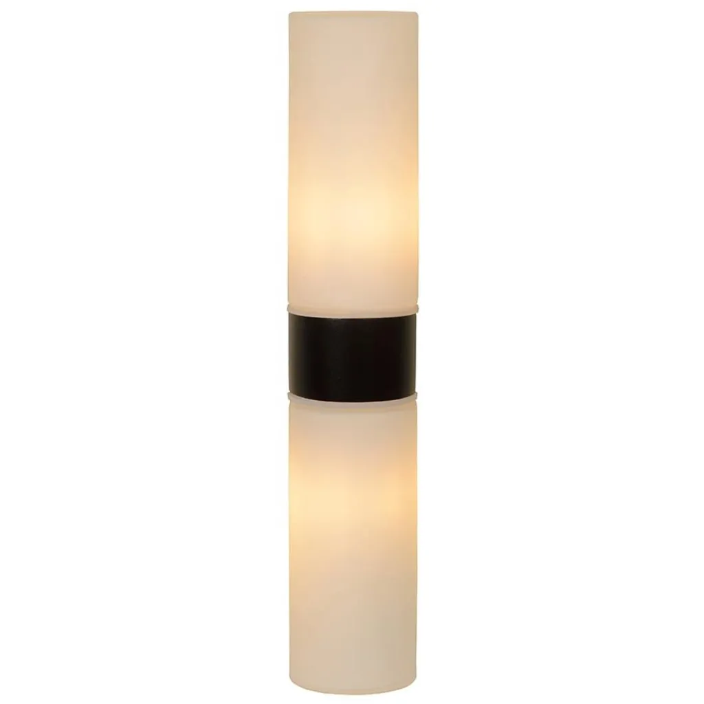 Cilinder badkamerlamp zwart met opaal glas IP44>Straluma Online