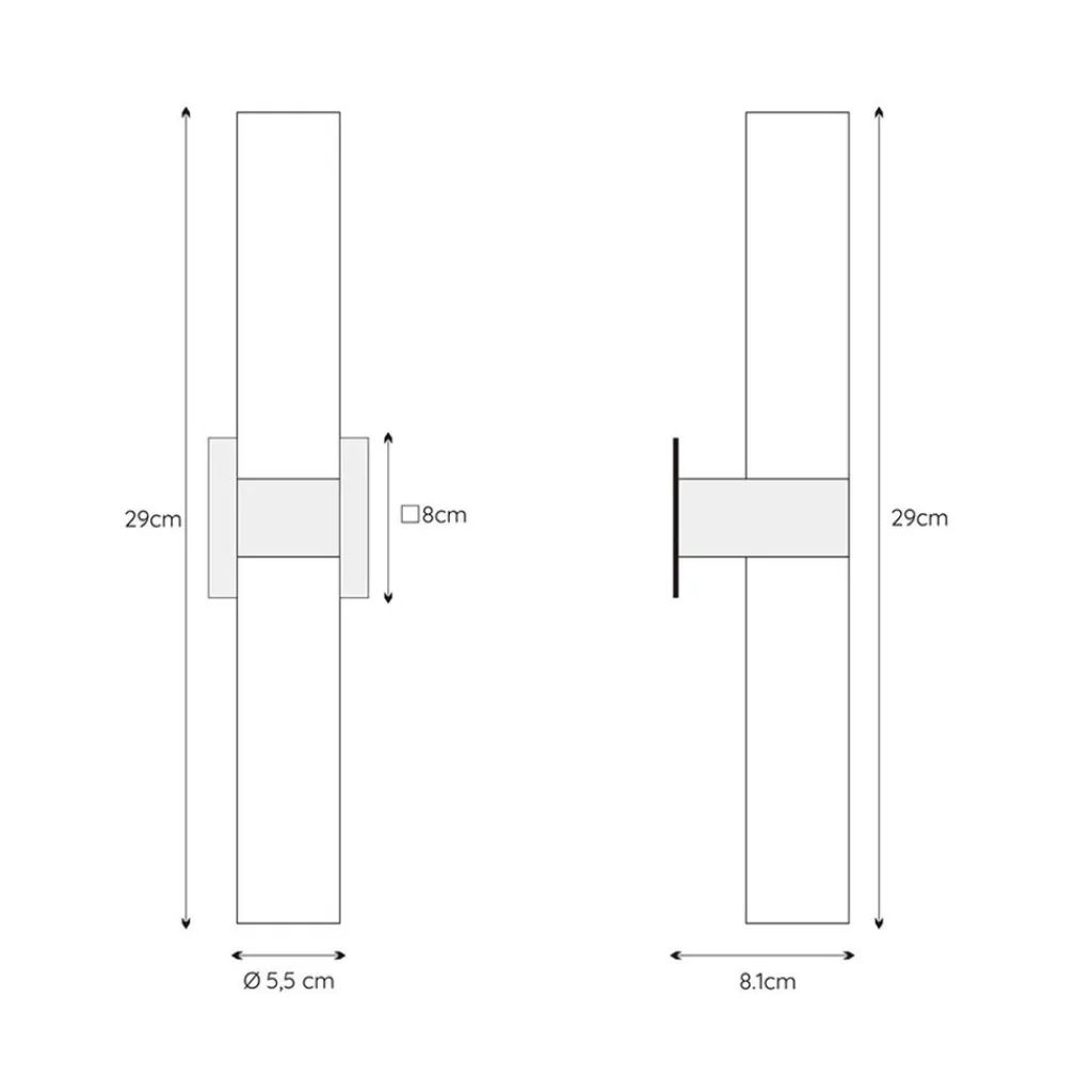 Cilinder badkamerlamp zwart met opaal glas IP44>Straluma Online