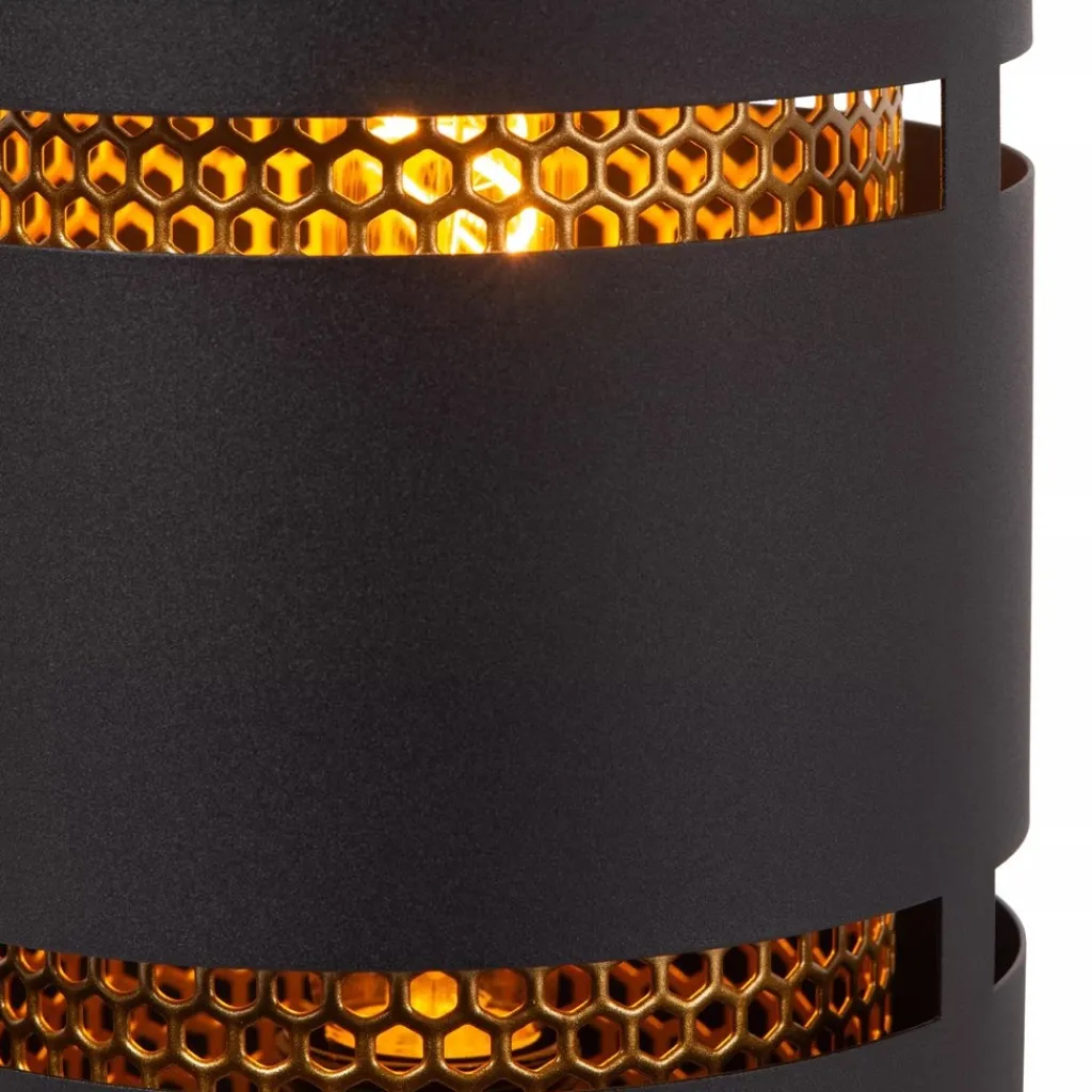 Cilinder tafellamp zwart metaal met goud>Straluma Shop