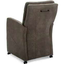 Comfortabele armstoel olijf groen met wieltjes en handgreep><noscript><img width=