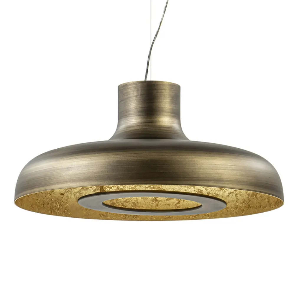 Design LED hanglamp koepel brushed brons met goldleaf>Straluma Online