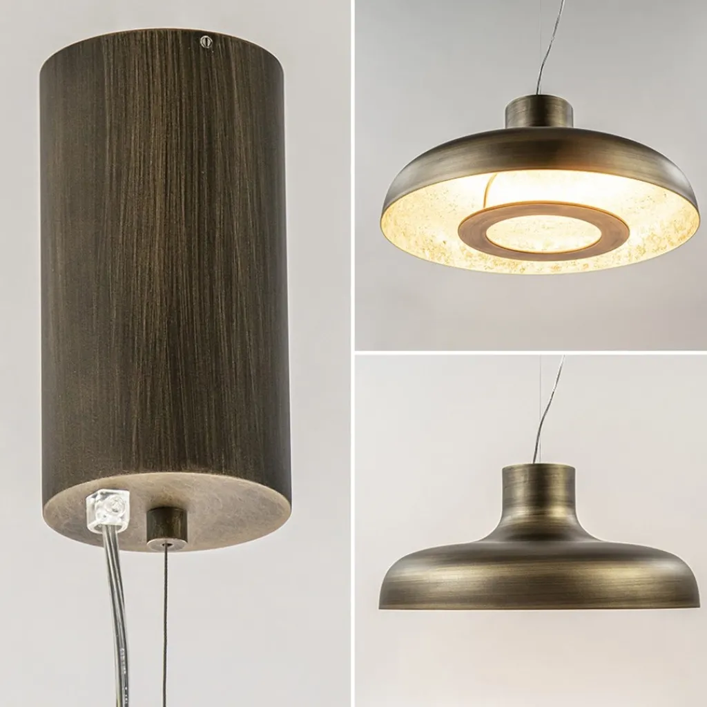 Design LED hanglamp koepel brushed brons met goldleaf>Straluma Online