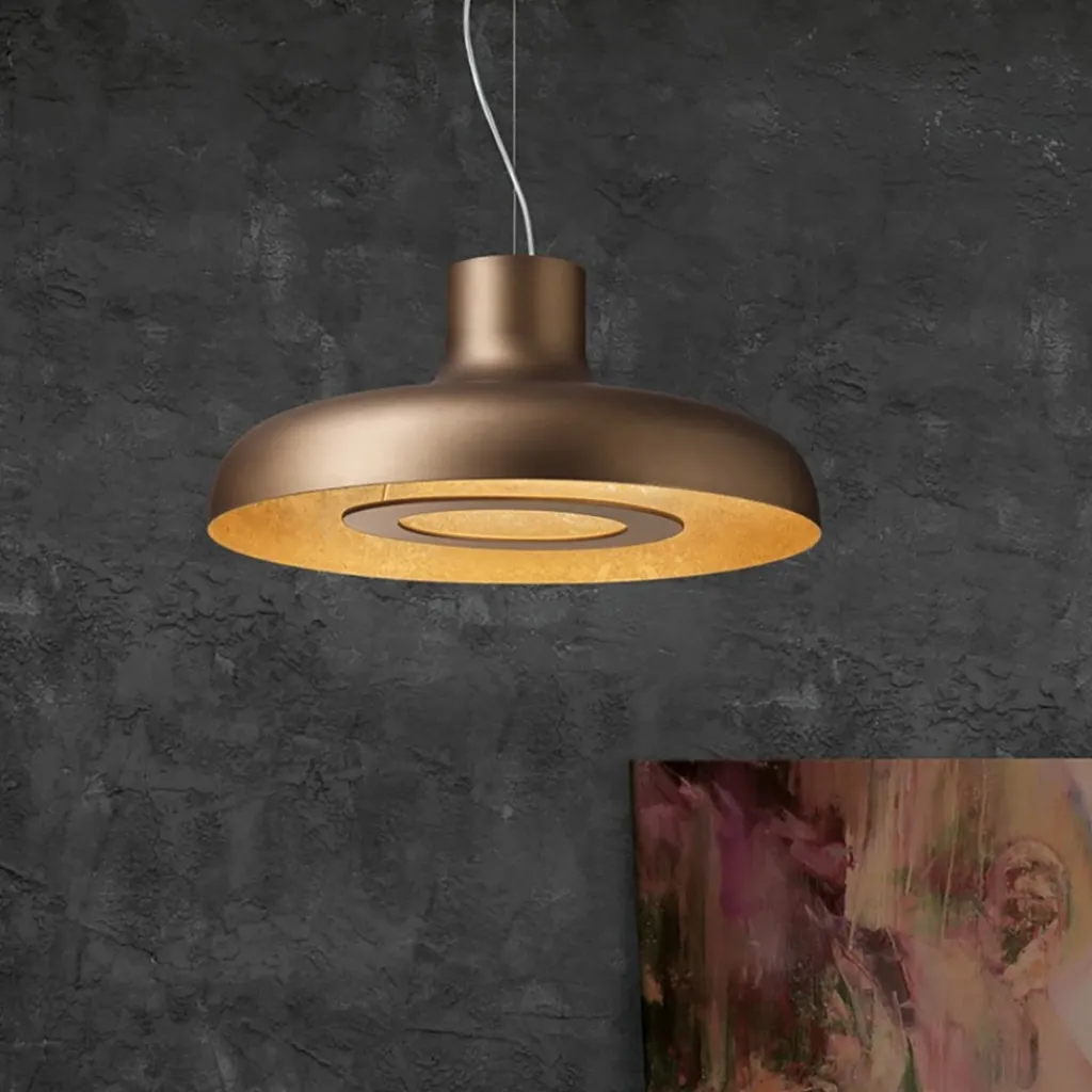 Design LED hanglamp koepel brushed brons met goldleaf>Straluma Online