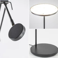 Design LED uplighter met leesarm zwart geborsteld staal><noscript><img width=