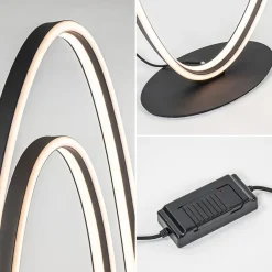 Design LED vloerlamp ovaal mat zwart dimbaar><noscript><img width=