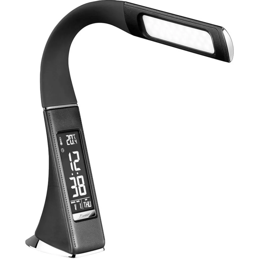 Design tafellamp zwart met klok en dimbaar LED>Straluma Discount